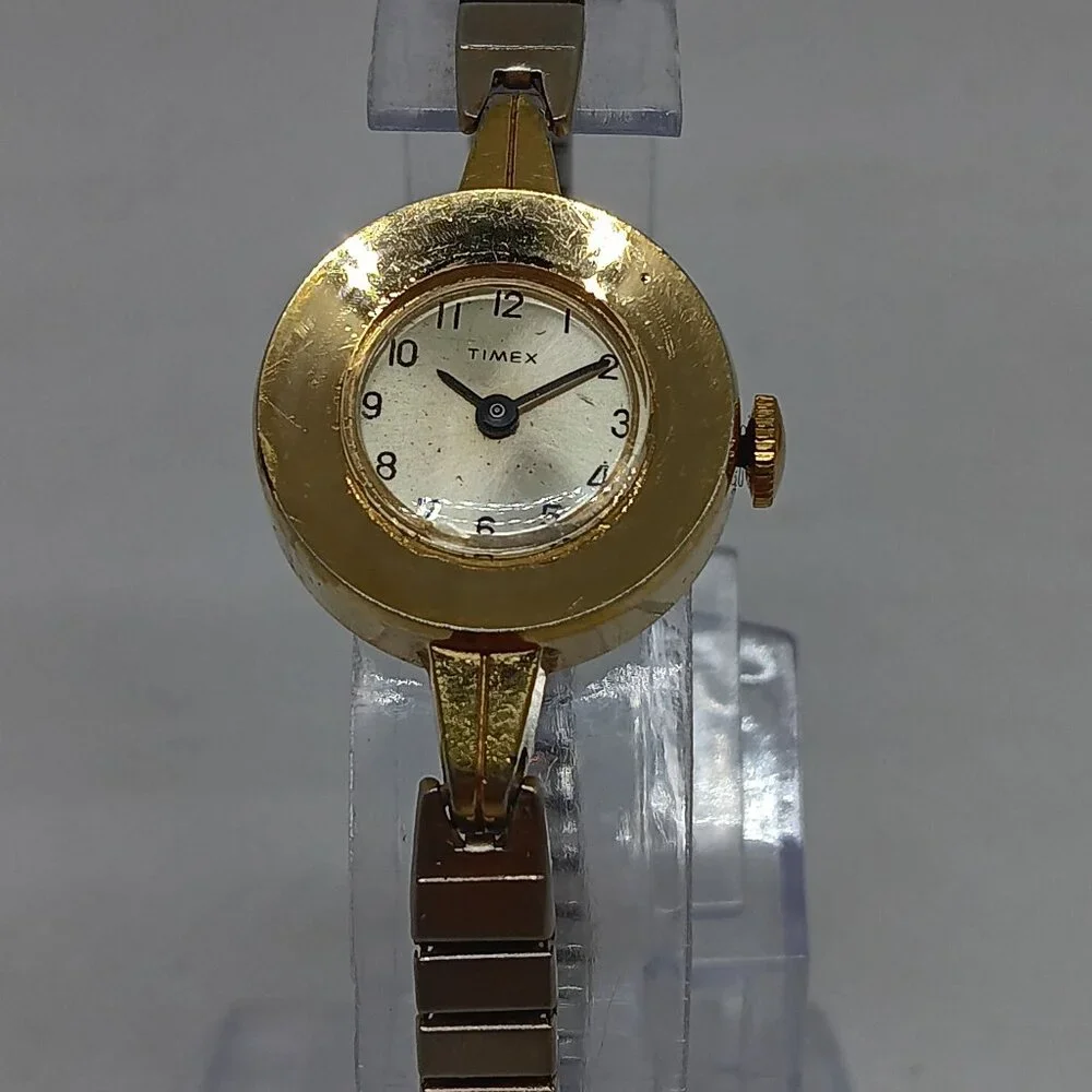 VINTAGE Timex 35D Manual Wind Women's 22mm Gold Tone Flex Band Watch